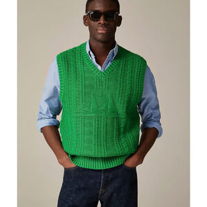 J.Crew Mens Sweater Vest XS Green Sailboat